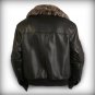 Men's brown leather pilot jacket fur collar Free Shipping to Australia & New Zealand!!