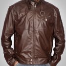 Men 2016 Brown Leather Jacket - Men leather bomber jacket