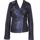 women leather biker jacket celebrity black leather jacket collarless leather  jacket