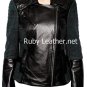 Women leather jacket with suede leather sleeves Free Shipping to Australia & New Zealand