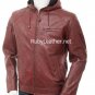 Men Oxblood Hood Leather jacket , Men Leather jacket,leather jacket with hood.