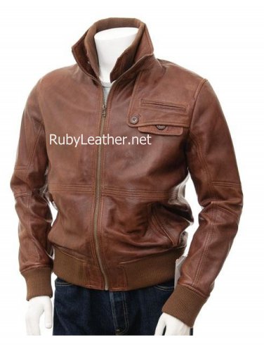 Men Cocoa bomber leather jacket, men leather jacket, Men bomber leather jacket