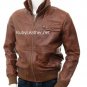 Men Cocoa bomber leather jacket, men leather jacket, Men bomber leather jacket