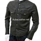Men Black Leather Rock Jacket.