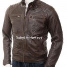 Men Brown Biker Leather Jacket, Brown jacket for men , leather jacket for men