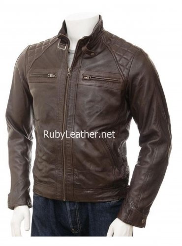 Men Brown Biker Leather Jacket, Brown jacket for men , leather jacket for men