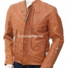 Tan color Men`s Biker Leather Jacket