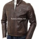 Brown Leather Biker JAcket for Men
