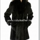 NEW WOMEN WINTER FUR COAT, Sheared mink fur coat with fox border. , mink fur coat ,fox fur coat