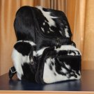 black n white cowhide leather backpack for men and women. custom handmade bag