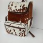Cowhide Backpack Hair On Exotic Brown tan Handmade Bag Cow Hide Back Pack, Diaper Bag + Wet Wipes