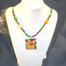 Yellow lfower pendant art and necklace     A006