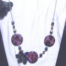 Large round/flat Purple bead Necklace     A010
