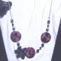 Large round/flat Purple bead Necklace     A010