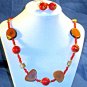 A022 - Red and Brown beaded Necklace and ear rings
