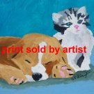 furry friends puppy and kitten art print