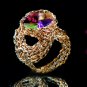 Remarkable 14kt Gold filled ring with gems