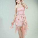 Pink Strapless Beaded Homecoming Dress/ Cocktail Dress