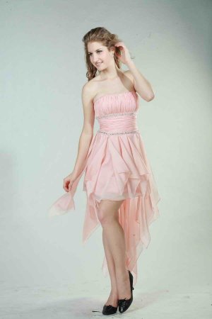 Pink Strapless Beaded Homecoming Dress/ Cocktail Dress