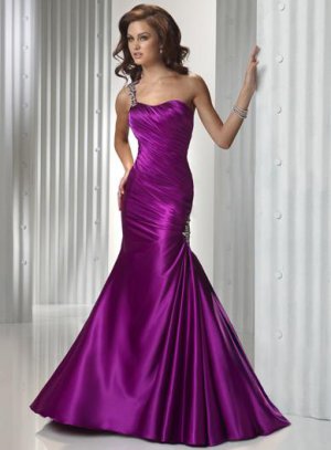 One Shoulder Purple Prom Dress/ Evening Dress
