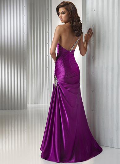 One Shoulder Purple Prom Dress/ Evening Dress