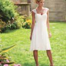Tea Length Wedding Dress Short Cap Sleeves