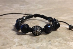 Grey & Black Rhinestone Shamballa