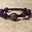 Purple & Grey Rhinestone Shamballa Bracelet