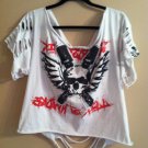 White Skull Design Cut Up T-Shirt