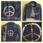 Button Peace Sign Embelished Denim Jacket