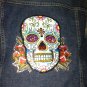 Rhinstone Embelished Denim Skull Cut Off Vest
