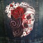 Rhinstone Embelished Denim Candy Skull Jacket