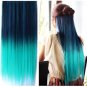 Teal Blue Ombre Clip in Hair Extensions 28"