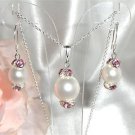 Sterling Silver Wedding Necklace & Earrings Set made with SWAROVSKI ELEMENTS