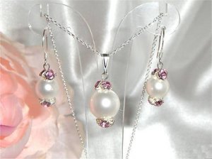 Sterling Silver Wedding Necklace & Earrings Set made with SWAROVSKI ELEMENTS