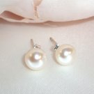 Wedding Sterling Silver Freshwater Pearl Stud Earrings