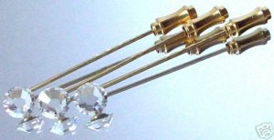 3 x 7mm Wedding Groom Usher Crystal Cravat Tie pins made with SWAROVSKI ELEMENTS
