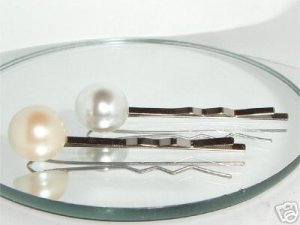 2 Wedding Bridal Crystal Pearl Barretts Hair Clips made with SWAROVSKI ELEMENTS
