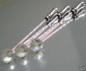 3 Crystal Cravat Tie Pins made with SWAROVSKI ELEMENTS
