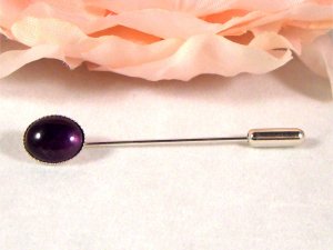 Wedding Sterling Silver Amethyst Tie/Caravat Stick Pin