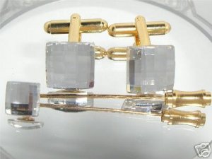 Wedding Chess Crystal Cufflinks Cravat Tie Pin Gift made with SWAROVSKI ELEMENTS