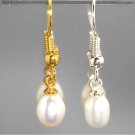 Wedding Bride White Freshwater Pearl Earrings Silver