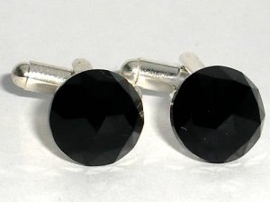 Wedding Jet Crystal Groom Usher Xmas Gift Cufflinks made with SWAROVSKI ELEMENTS
