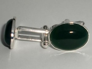 NEW! Green Onyx Gemstone Natural Stone Silver Cufflinks