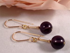 Wedding 9ct Gold Natural Amethyst Earrings Gift