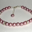 NEW Wedding Xmas Rose Powder Crystal Pearl Bracelet made with SWAROVSKI ELEMENTS