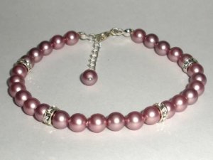 NEW Wedding Xmas Rose Powder Crystal Pearl Bracelet made with SWAROVSKI ELEMENTS