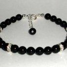 Wedding Valentine Xmas Crystal Jet Pearls Bracelet made with SWAROVSKI ELEMENTS
