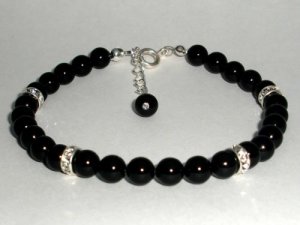 Wedding Valentine Xmas Crystal Jet Pearls Bracelet made with SWAROVSKI ELEMENTS