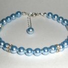 Wedding Xmas Gift Crystal Lt. Blue Pearls Bracelet made with SWAROVSKI ELEMENTS
